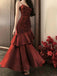 Gorgeous Red Mermaid Spaghetti Straps Long Evening Prom Dresses, GR0545