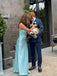 Gorgeous Sweet Heart Blue Satin Mermaid Long Evening Prom Dresses, GR0549