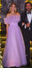 Formal Purple Tulle A-line Off Shoulder Long Evening Prom Dresses, GR0553