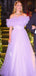 Formal Purple Tulle A-line Off Shoulder Long Evening Prom Dresses, GR0553