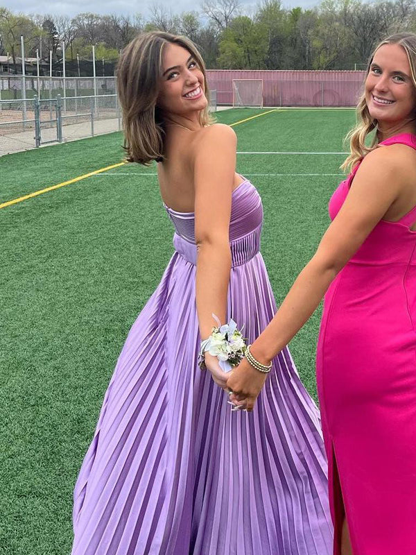 Sweet Heart Purple A-line Long Evening Prom Dresses, GR0556