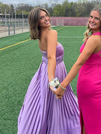 Sweet Heart Purple A-line Long Evening Prom Dresses, GR0556