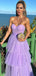 Simple Lilac Tulle A-line Long Sweet Heart Evening Prom Dresses, GR0558