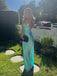 Formal Blue Satin  Long Evening Prom Dresses, Off Shoulder V-neck Prom dress, GR0560