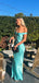 Formal Blue Satin  Long Evening Prom Dresses, Off Shoulder V-neck Prom dress, GR0560