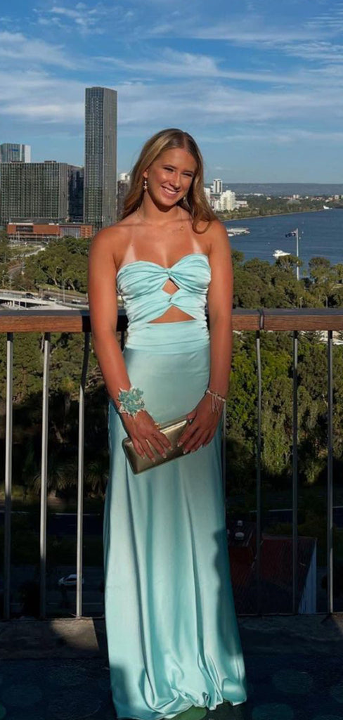 Lovely Blue Satin Long Evening Prom Dresses, Sweet Heart Prom dress, GR0565
