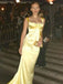 Popular Gold Satin Long Mermaid Evening Prom Dresses, GR0566