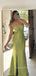 Formal Sweetheart Green Satin Mermaid Long Evening Prom Dresses, GR0568