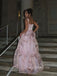 Formal A-line Organza Pink Long Evening Prom Dresses, GR0572
