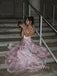Formal A-line Organza Pink Long Evening Prom Dresses, GR0572