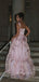 Formal A-line Organza Pink Long Evening Prom Dresses, GR0572