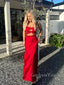 Popular Red Satin Sweetheart Long Evening Prom Dresses, GR0575
