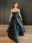 Formal Black Satin A-line Strapless Long Evening Prom Dresses, GR0581