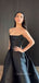Formal Black Satin A-line Strapless Long Evening Prom Dresses, GR0581