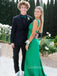 Backless V-neck Satin Long Evening Prom Dresses, GR0586