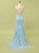 Formal Tulle Appliques Spaghetti Straps Long Mermaid Evening Prom Dresses, GR0588