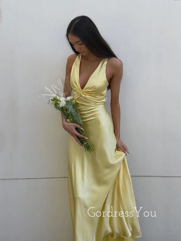 Gorgeous Satin Mermaid Long Evening Prom Dresses, V-neck Prom dress, GR0589