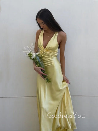 Gorgeous Satin Mermaid Long Evening Prom Dresses, V-neck Prom dress, GR0589