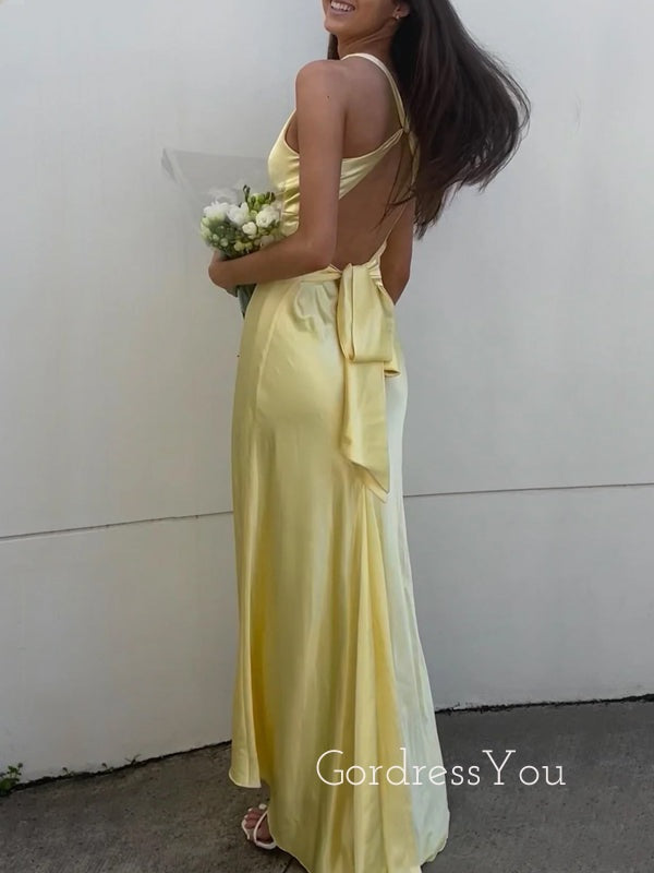 Gorgeous Satin Mermaid Long Evening Prom Dresses, V-neck Prom dress, GR0589