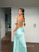 Unique Mermaid Satin Spaghetti Straps Long Evening Prom Dresses, GR0590