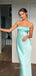 Unique Mermaid Satin Spaghetti Straps Long Evening Prom Dresses, GR0590