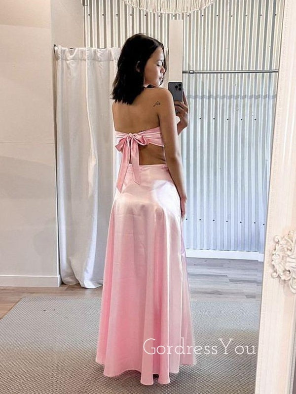 Lovely Sweetheart Pink Satin Long Evening Prom Dresses, GR0591