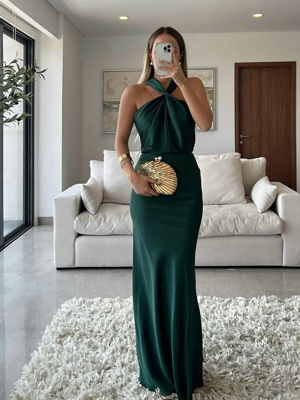 Dark Green Mermaid Long Evening Prom Dresses, GR0593