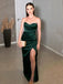 Simple Dark Green Satin Mermaid Long Evening Prom Dresses, Sweetheart Prom Dress, GR0594