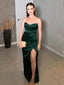 Simple Dark Green Satin Mermaid Long Evening Prom Dresses, Sweetheart Prom Dress, GR0594