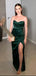 Simple Dark Green Satin Mermaid Long Evening Prom Dresses, Sweetheart Prom Dress, GR0594