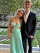 Lovely Green Satin Spaghetti Straps Long Evening Prom Dresses, GR0595
