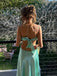 Lovely Green Satin Spaghetti Straps Long Evening Prom Dresses, GR0595