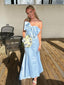 Mermaid Blue Satin Sweetheart Long Evening Prom Dresses, GR0597
