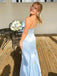 Mermaid Blue Satin Sweetheart Long Evening Prom Dresses, GR0597