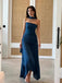Formal Navy Blue Chiffon Strapless Long Evening Prom Dresses, GR0598