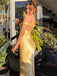 Simple Yellow Satin Mermaid Long Evening Prom Dresses, Off Shoulder Prom Dress, GR0599