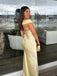 Simple Yellow Satin Mermaid Long Evening Prom Dresses, Off Shoulder Prom Dress, GR0599