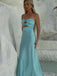 Blue Satin Mermaid Sweetheart Long Evening Prom Dresses, GR0601