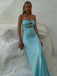 Blue Satin Mermaid Sweetheart Long Evening Prom Dresses, GR0601