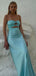 Blue Satin Mermaid Sweetheart Long Evening Prom Dresses, GR0601
