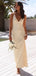 Simple Yellow Silk Spaghetti Straps V-neck Long Evening Prom Dresses, GR0606