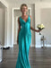 V-neck Blue Mermaid Long Evening Prom Dresses, Backless Prom Dress, GR0607