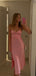 Simple Pink Satin Spaghetti Straps Long Evening Prom Dresses, GR0610