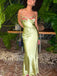 Green Silk Straps Appliques Mermaid Long Evening Prom Dresses, GR0611