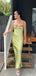 Green Silk Straps Appliques Mermaid Long Evening Prom Dresses, GR0611