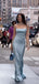 Formal Spaghetti Straps Grey Mermaid Long Evening Prom Dresses, GR0616