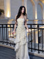 Lovely White Spaghetti Straps Long Evening Prom Dresses, GR0617