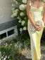Popular Yellow Mermaid Straps Long Evening Prom Dresses, GR0619