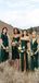 Mismatched Dark Green Mermaid Cheap Long Bridesmaid Dresses , GRB0007