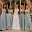 Mismatched A-line Cheap Long Bridesmaid Dresses , GRB0011